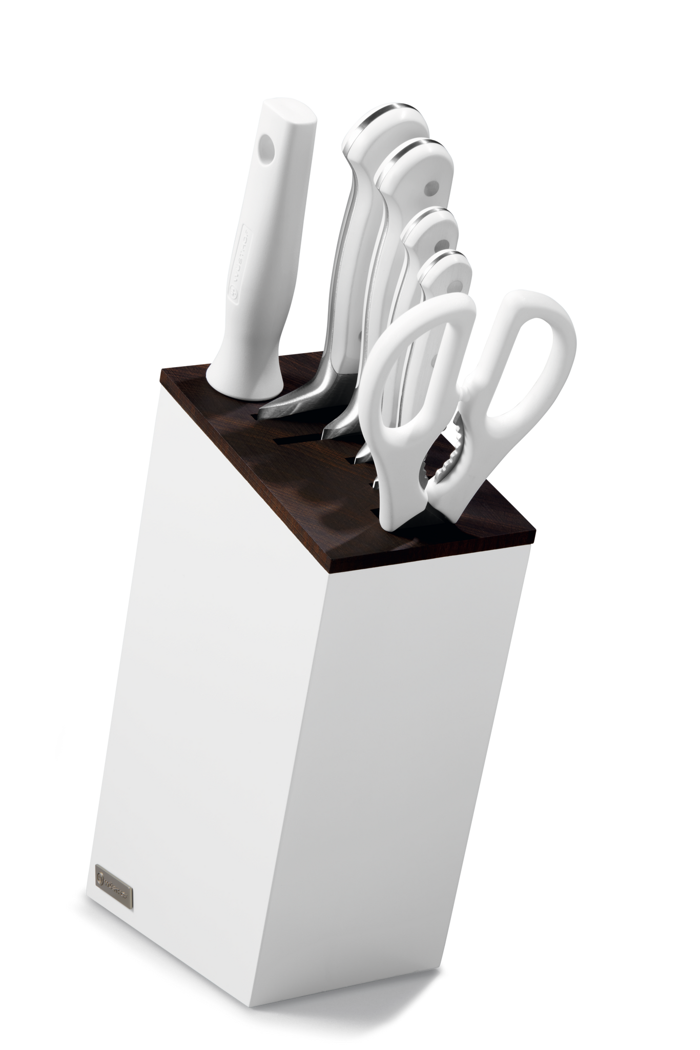 Classic White 7-Piece Knife Block Set with Bread Knife