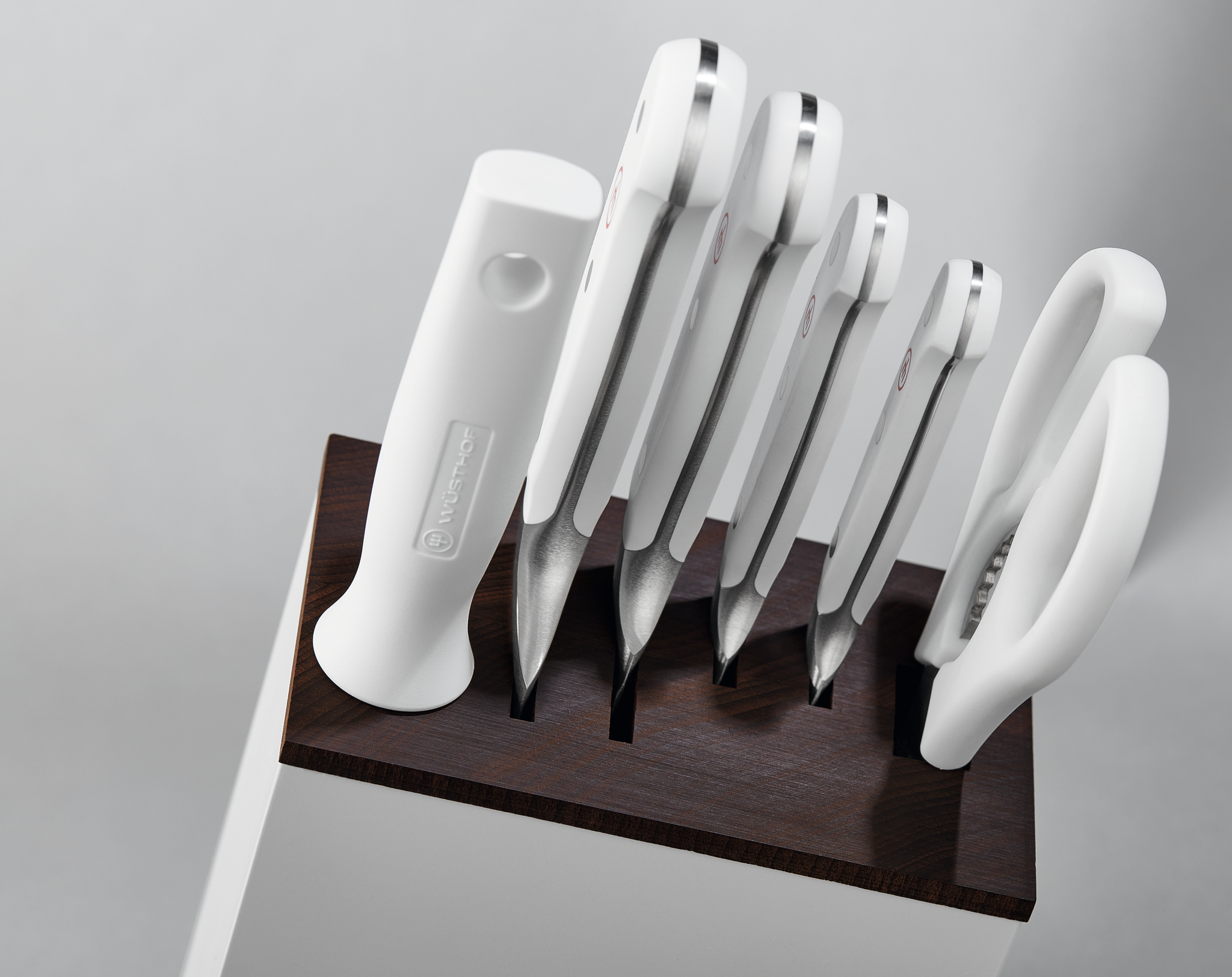 Classic White 7-Piece Knife Block Set with Bread Knife
